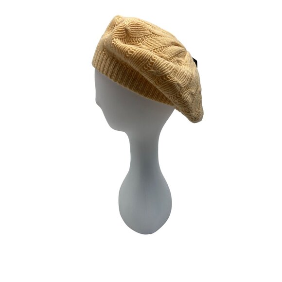 Anne Klein II Womens Wool Blend Knitted Beige Beret Beanie - One Size - Picture 2 of 9